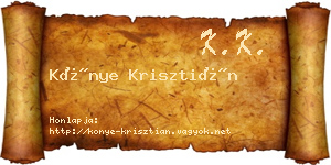 Könye Krisztián névjegykártya